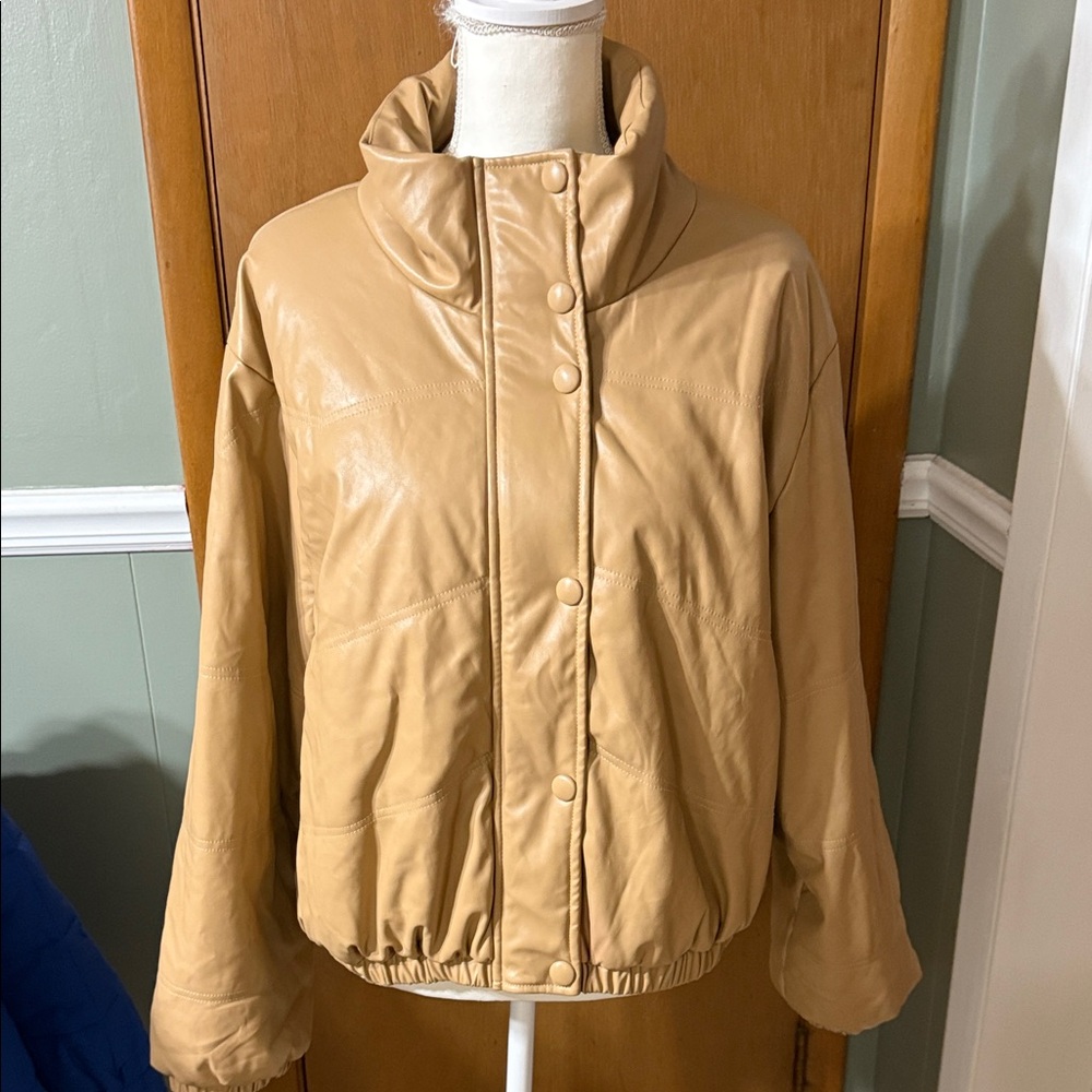 Entro Tan faux Leather Jacket for Women